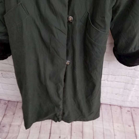 Jones New York Reversible collared Fur Coat unisex man woman xl green brown sz m - Picture 5 of 6